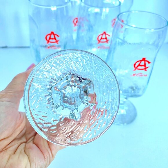 Beer Glasses AC Adolph COORS Rippled Texture Hex Design Stem Set of 6 Vintage - Picture 6 of 9